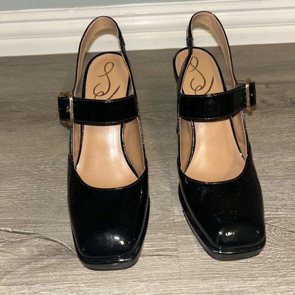Sam Edelman Black Patent Slingback Heels